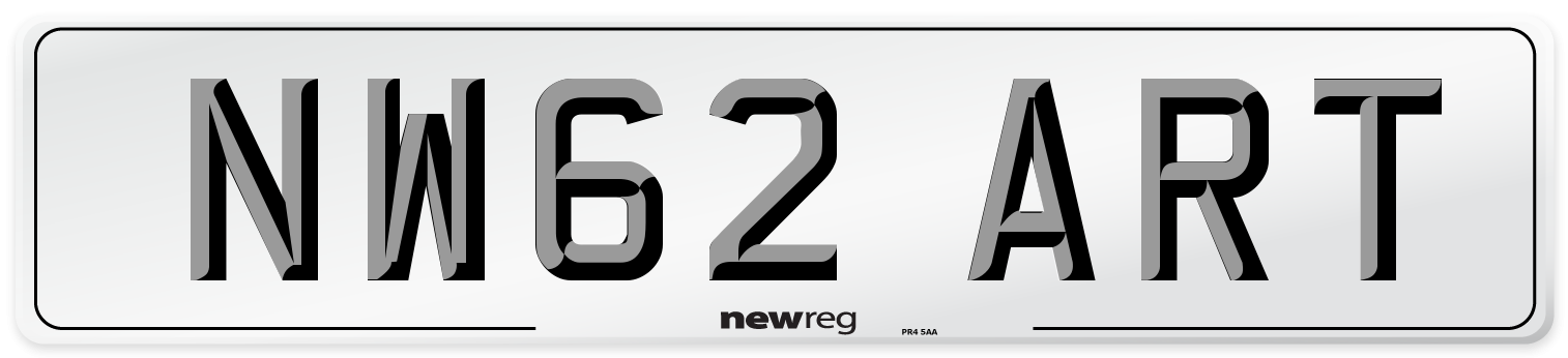 NW62 ART Number Plate from New Reg